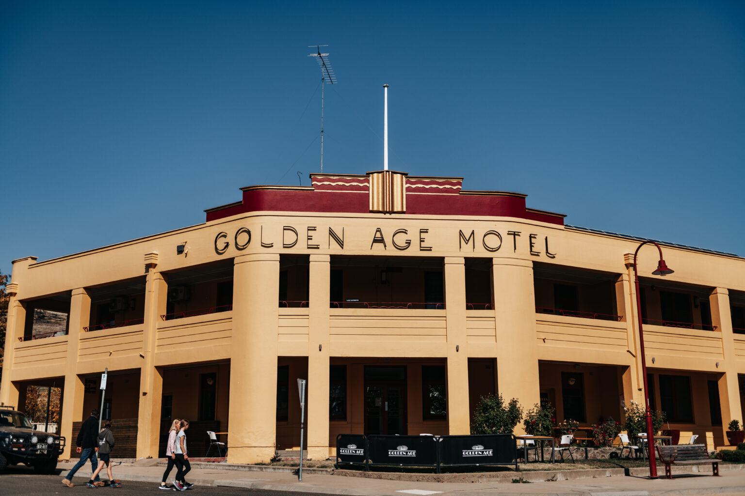 Family visiting Omeo Golden Age Motel