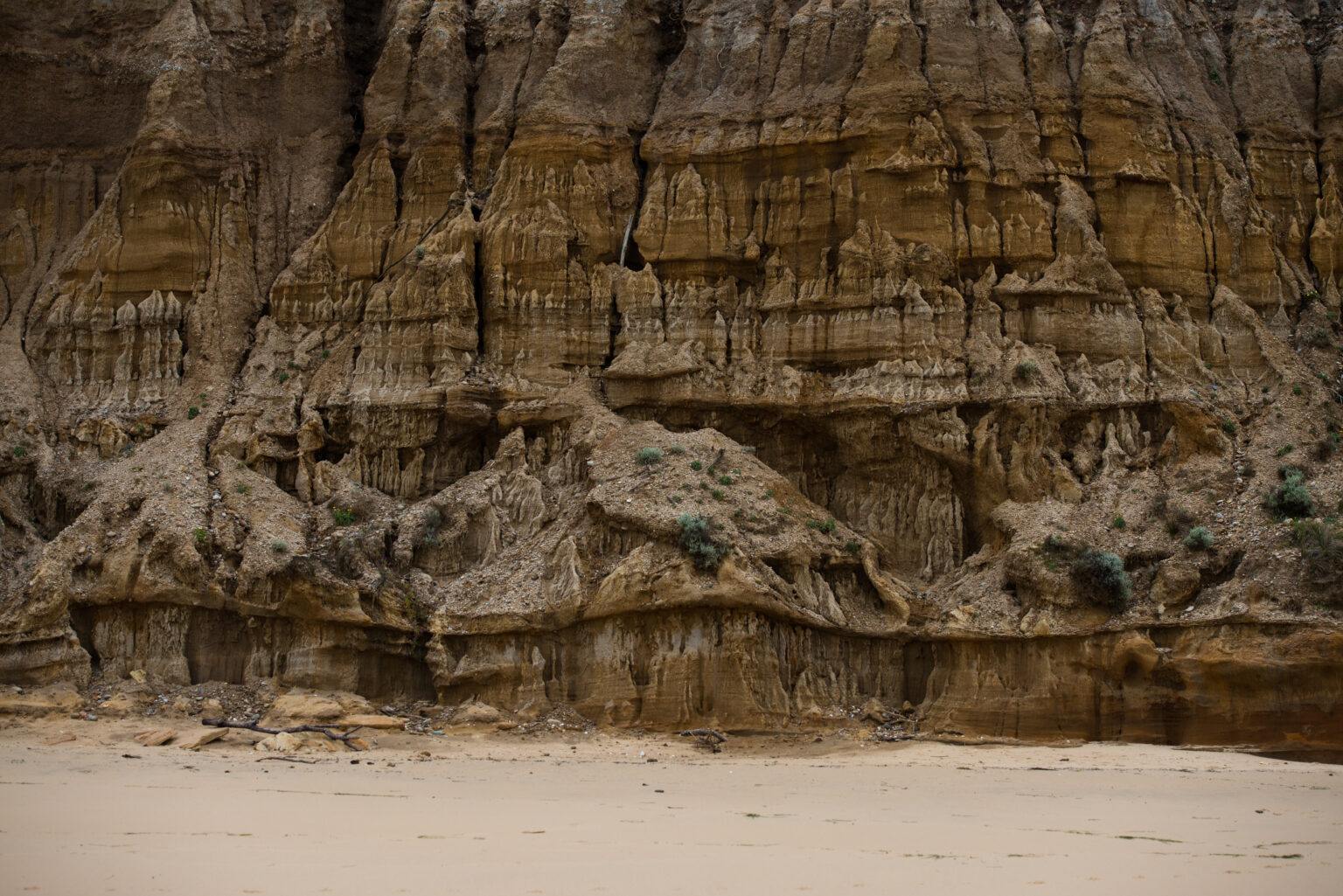 Red Bluff Surf Beach cliffs near Lake Tyers