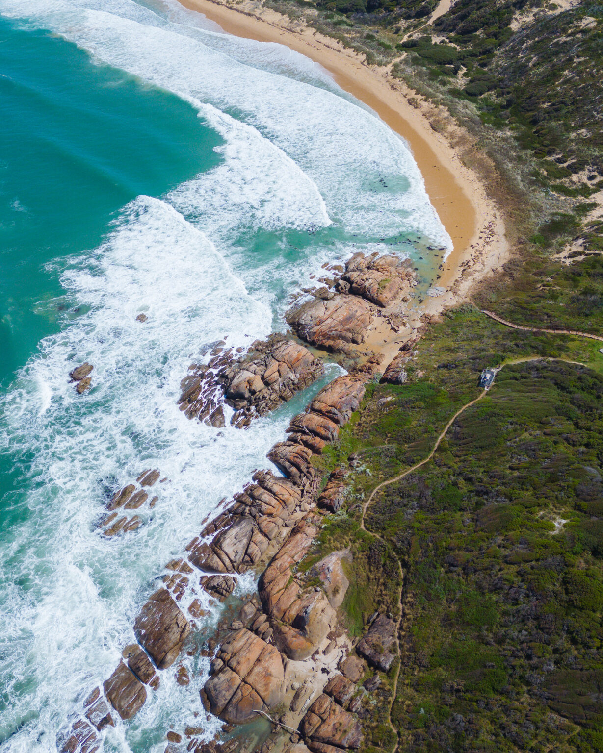 Salmon Rocks Beach - Cape Conran Coastal Park - near Marlo - Aerial View (1)